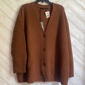 NEW Jenni Kayne cashmere cocoon cardigan sweater cinnamon brown - large